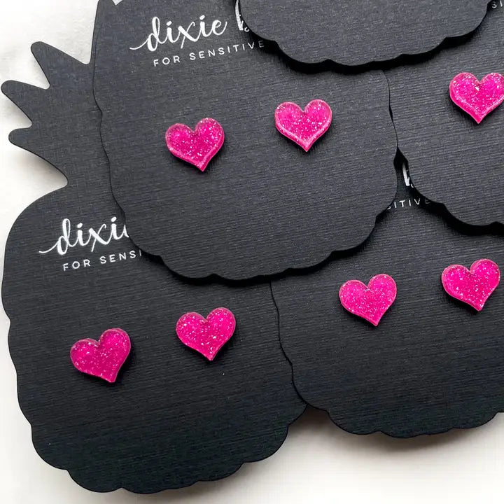 Micro Confetti Hearts in Red or Raspberry Glitter