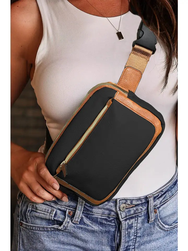 Adjustable Strap Leather Crossbody Bag