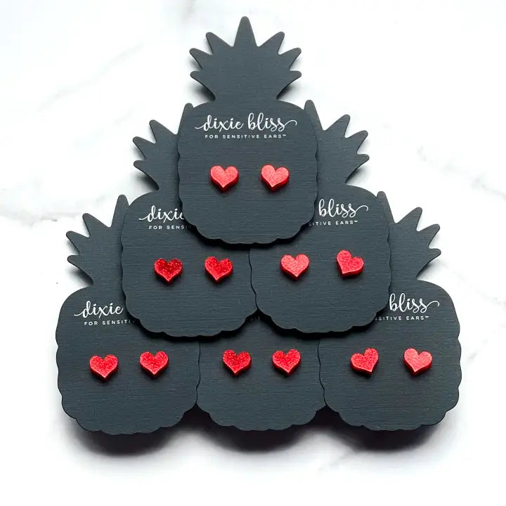 Micro Confetti Hearts in Red or Raspberry Glitter