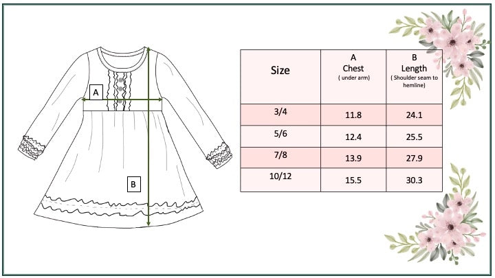 Kids Long Sleeve Dark Teal Ruffle Button Fall Winter Dress