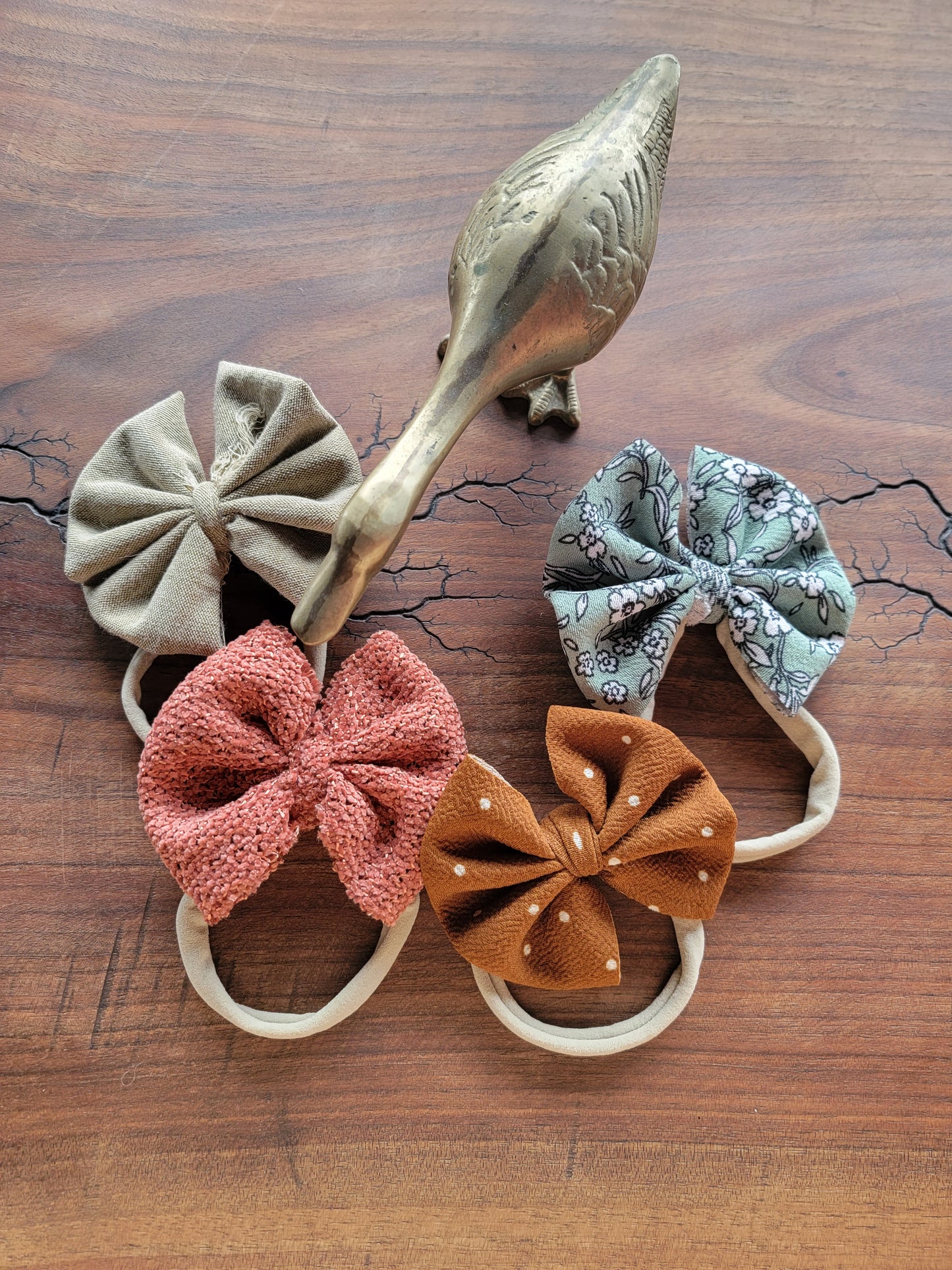 Cozy Bow Handmade Rust Polka Dot