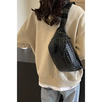 Vegan Leather Woven Atlas Crossbody Bum Bag - Black or Camel