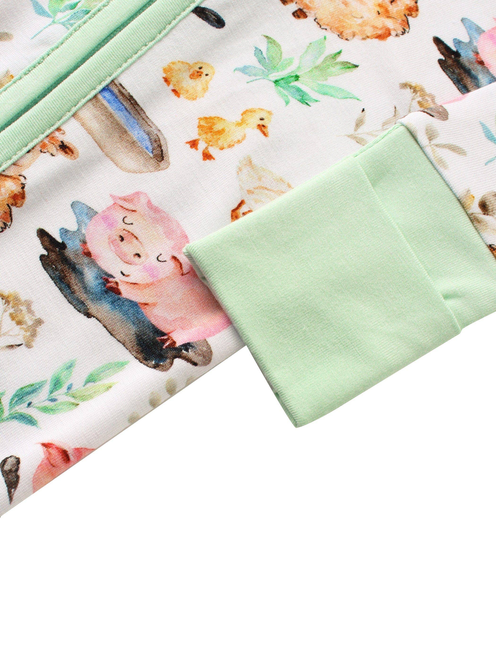 Posh TOT Farmyard Fun Bamboo Baby Convertible Zippy Romper