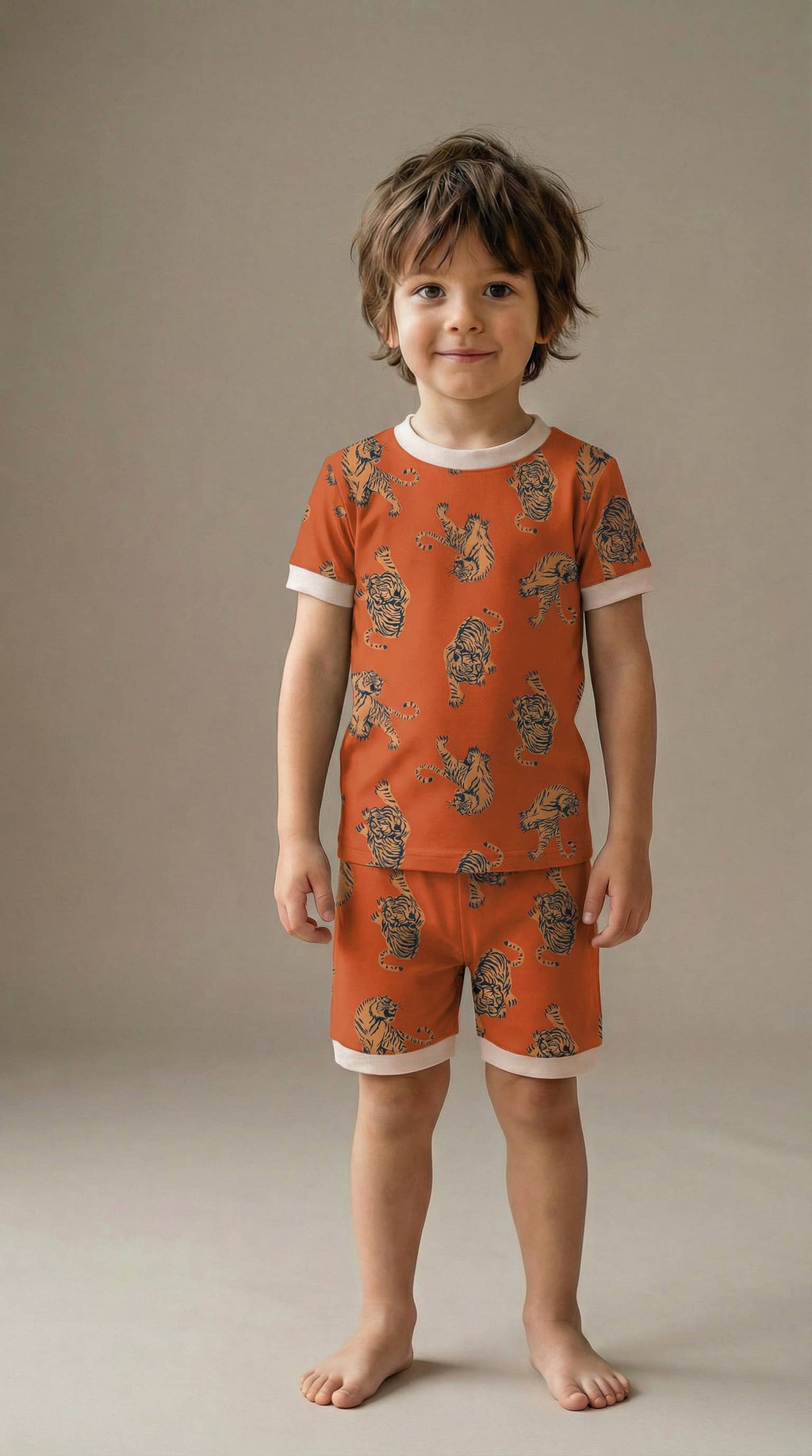 Wild Tiger Bamboo Boys Girls Infants Short Sleeve PJs
