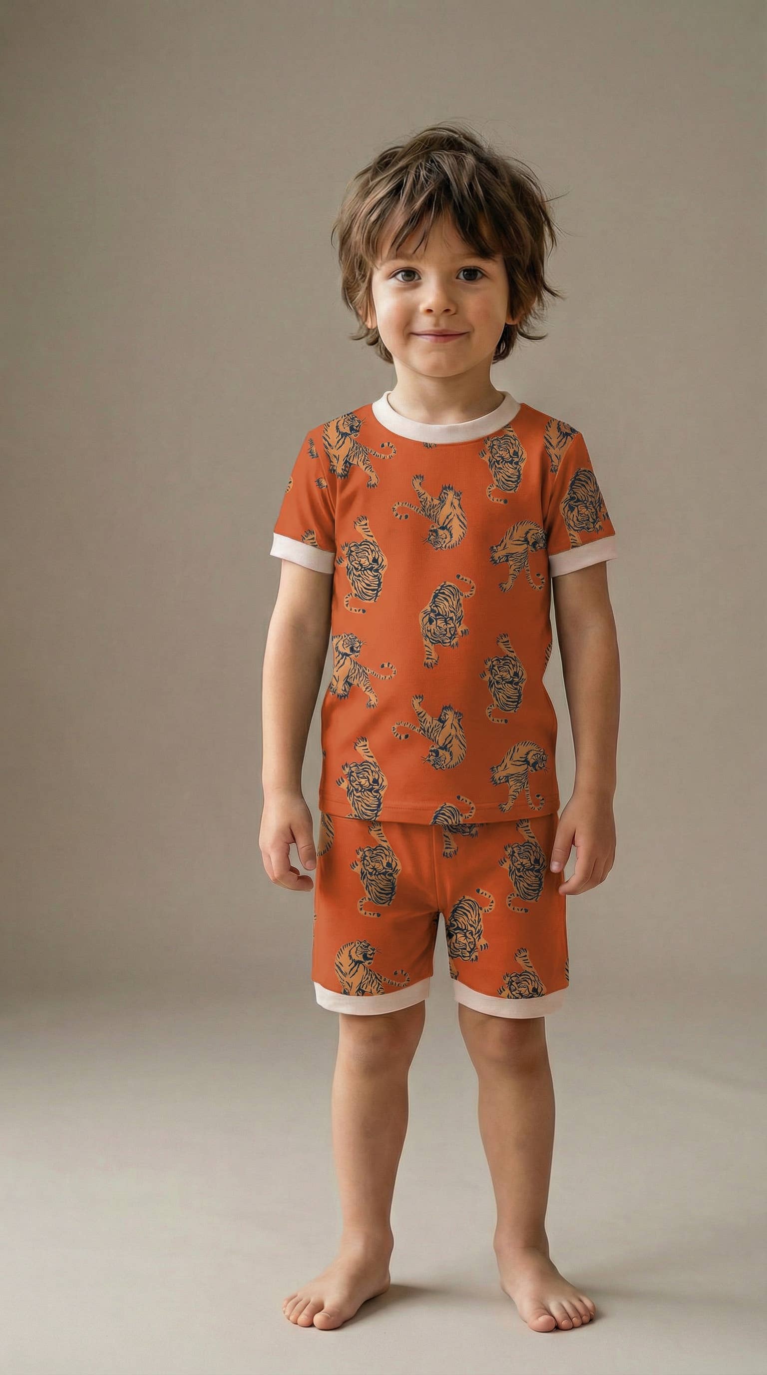 Wild Tiger Bamboo Boys Girls Infants Short Sleeve PJs