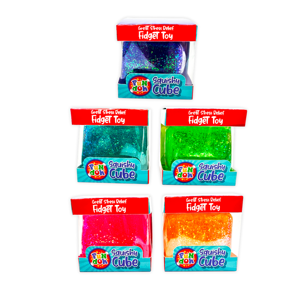 Squish & Squeeze Sparkle Cube Ball Fidget Toy