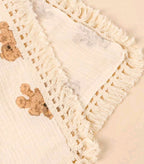 Muslin Fringed Bear Blanket