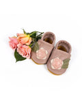 Flower On Dusty Rose Infant Baby Girl Moccassins