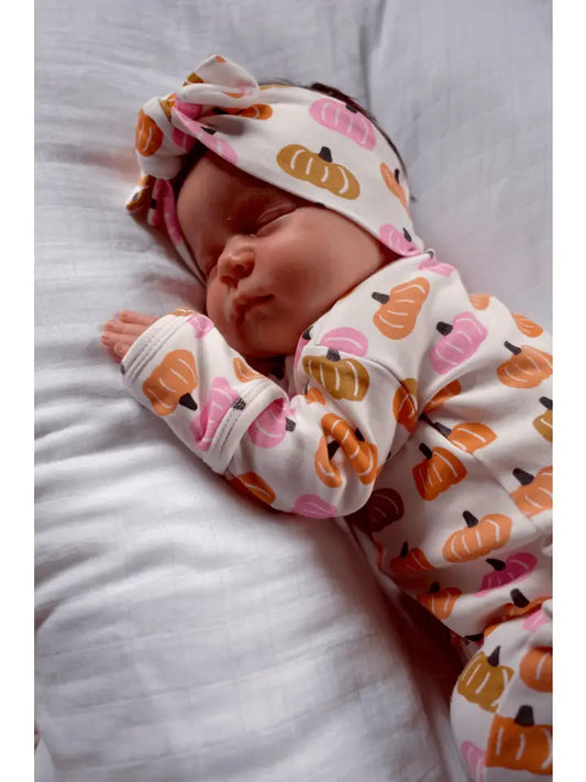 Pink Pumpkin Patch Organic Bow