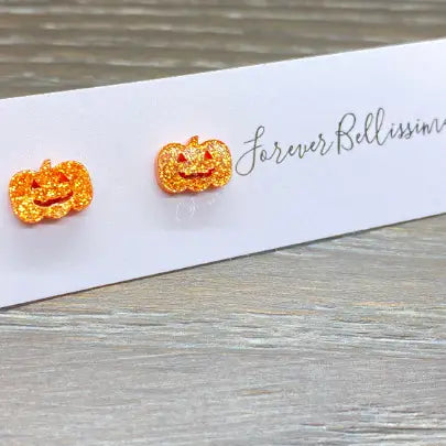 Pumpkin Acrylic Stud Earrings | Jack O Lantern Earrings |