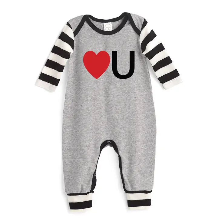 Baby Boy Valentine's "Love You" Cotton Romper