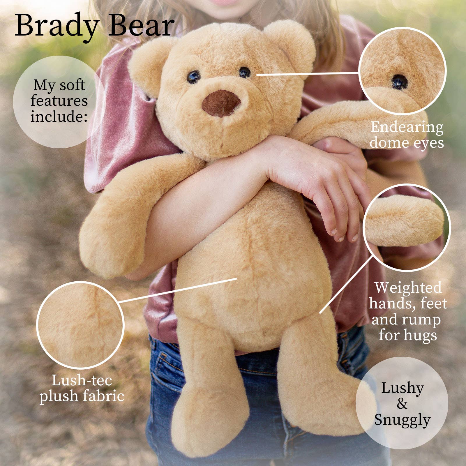 World's Softest Lushee 16 inch - Brady Tan Bear Plush Toy