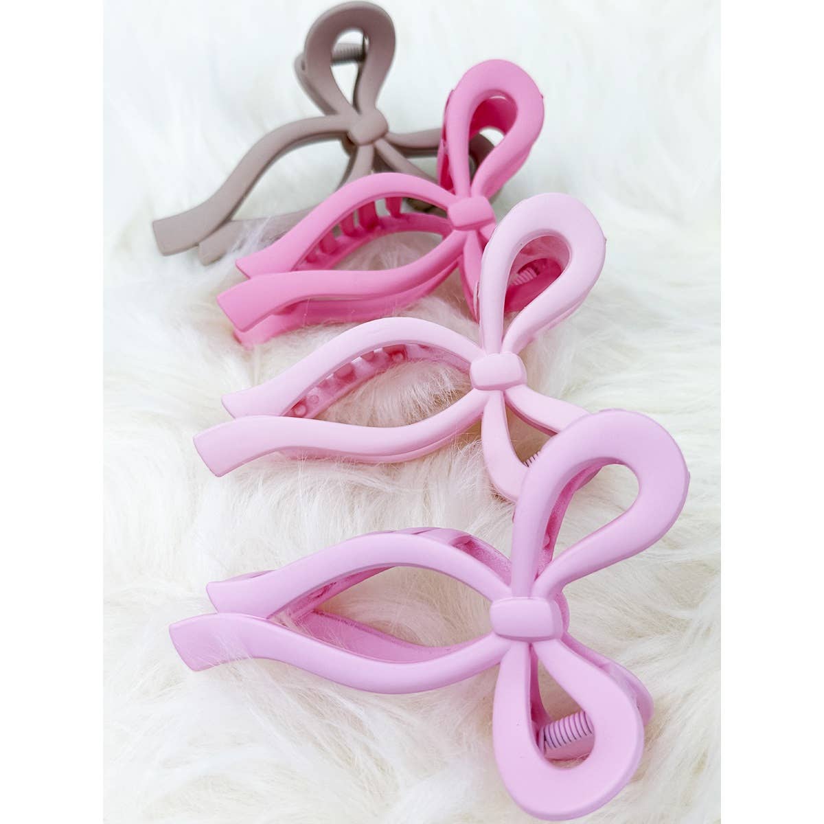 Assorted Pink and Taupe Shades of Bow Clip