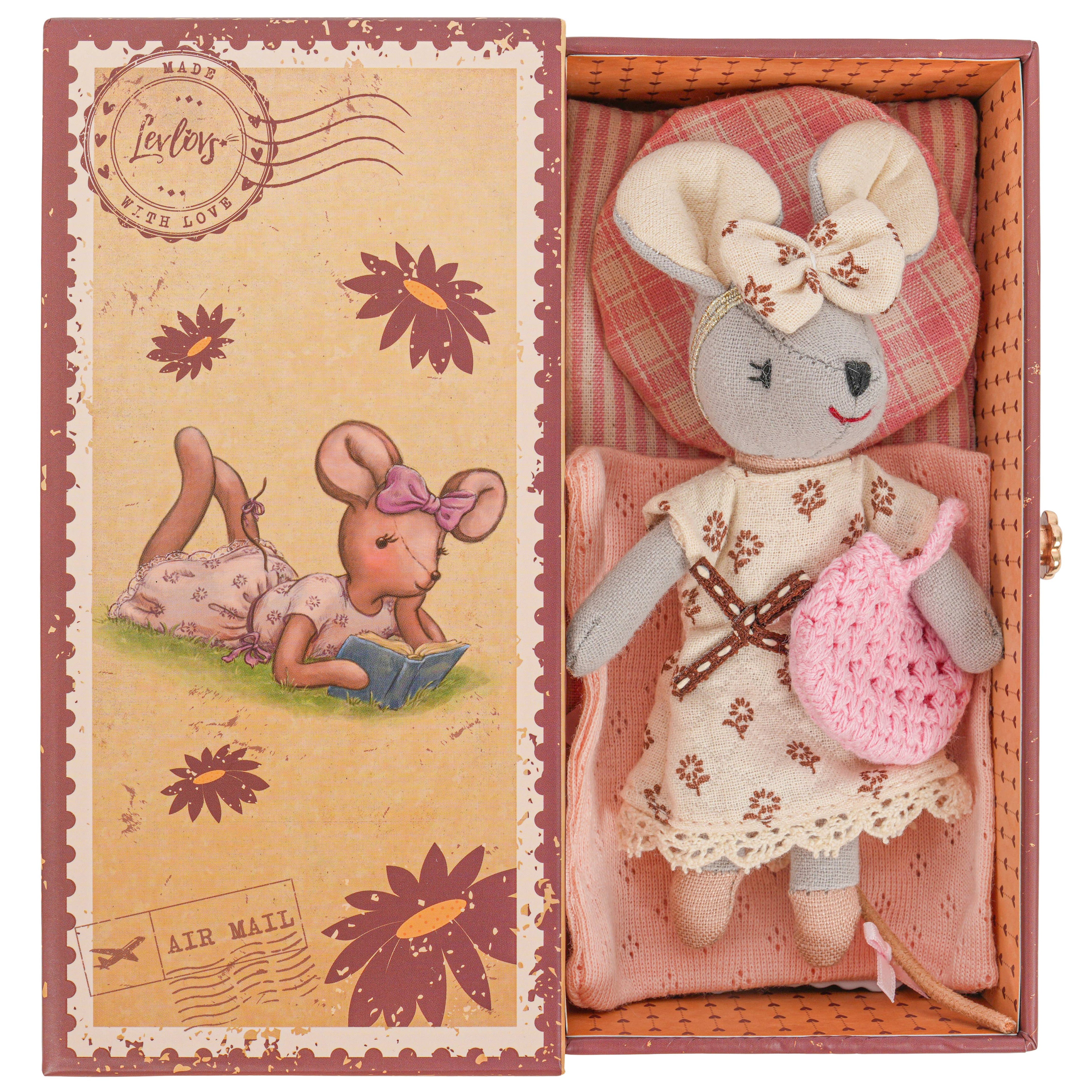 Levlovs Mouse Sophia in Stamp Holder Box with Bedding 