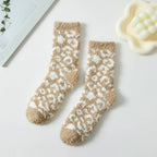 Leopard Pattern Fuzzy Sleep Socks