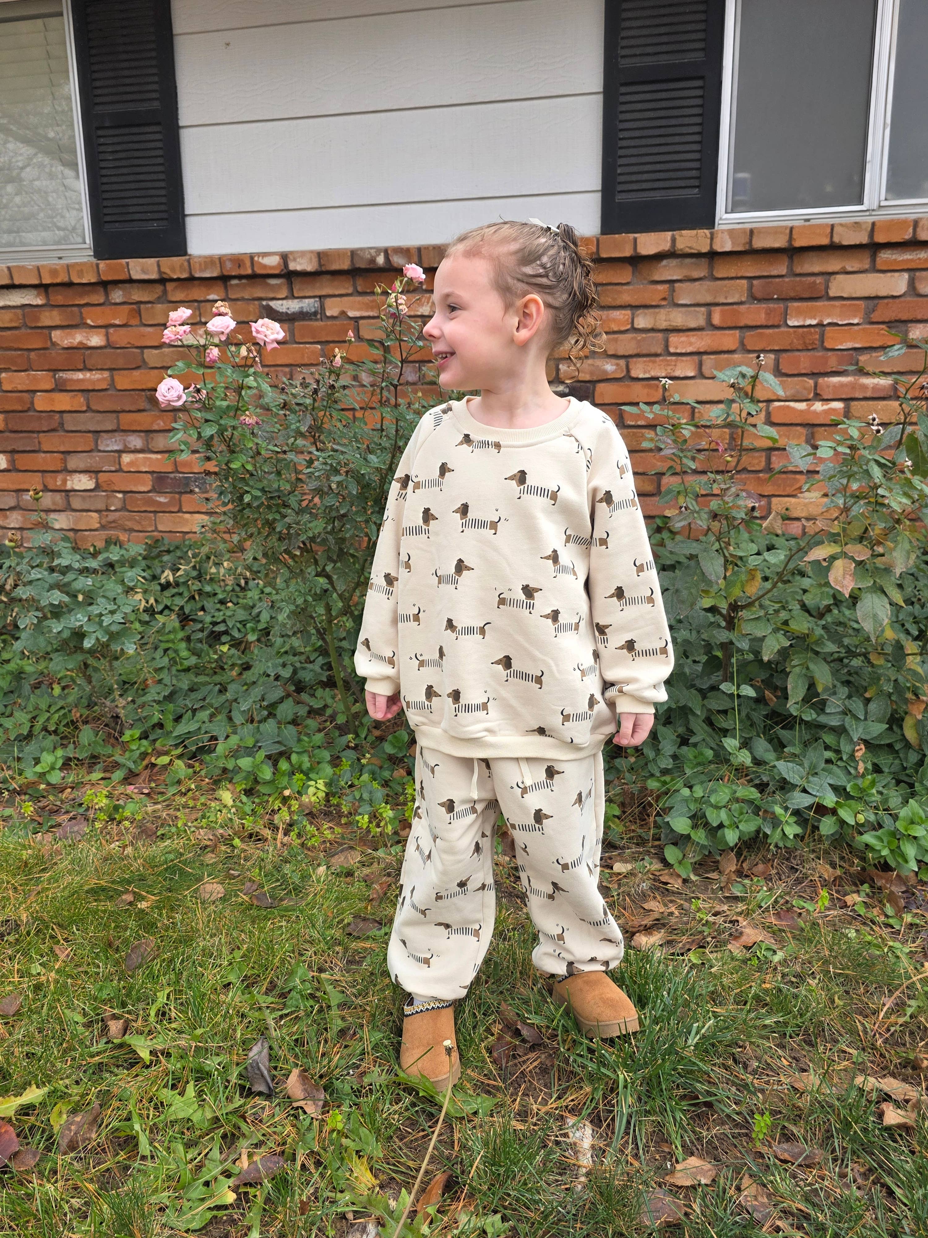 French Puppy Playsuit/ Crewneck & Joggers