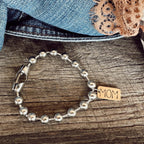 Hand Stamped MOM Brass Tag Bracelet