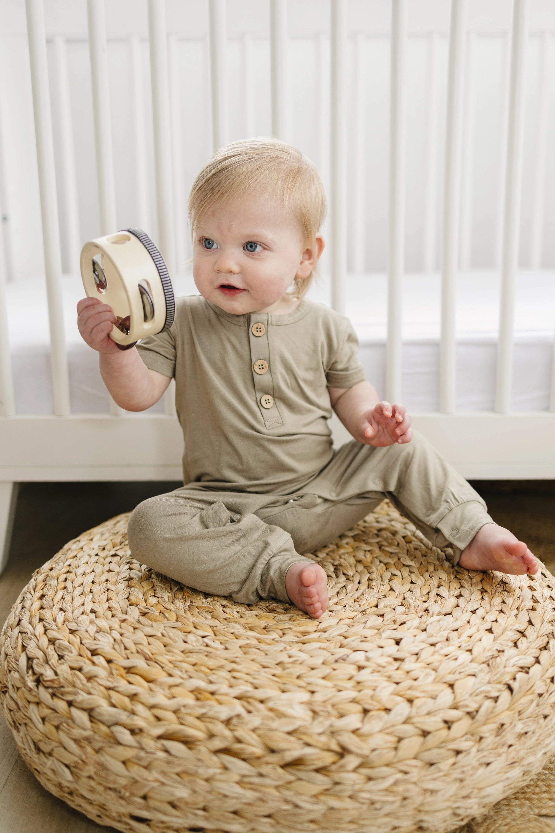 Bamboo Henley Romper - Baby Boy Clothes Outfit Daywear