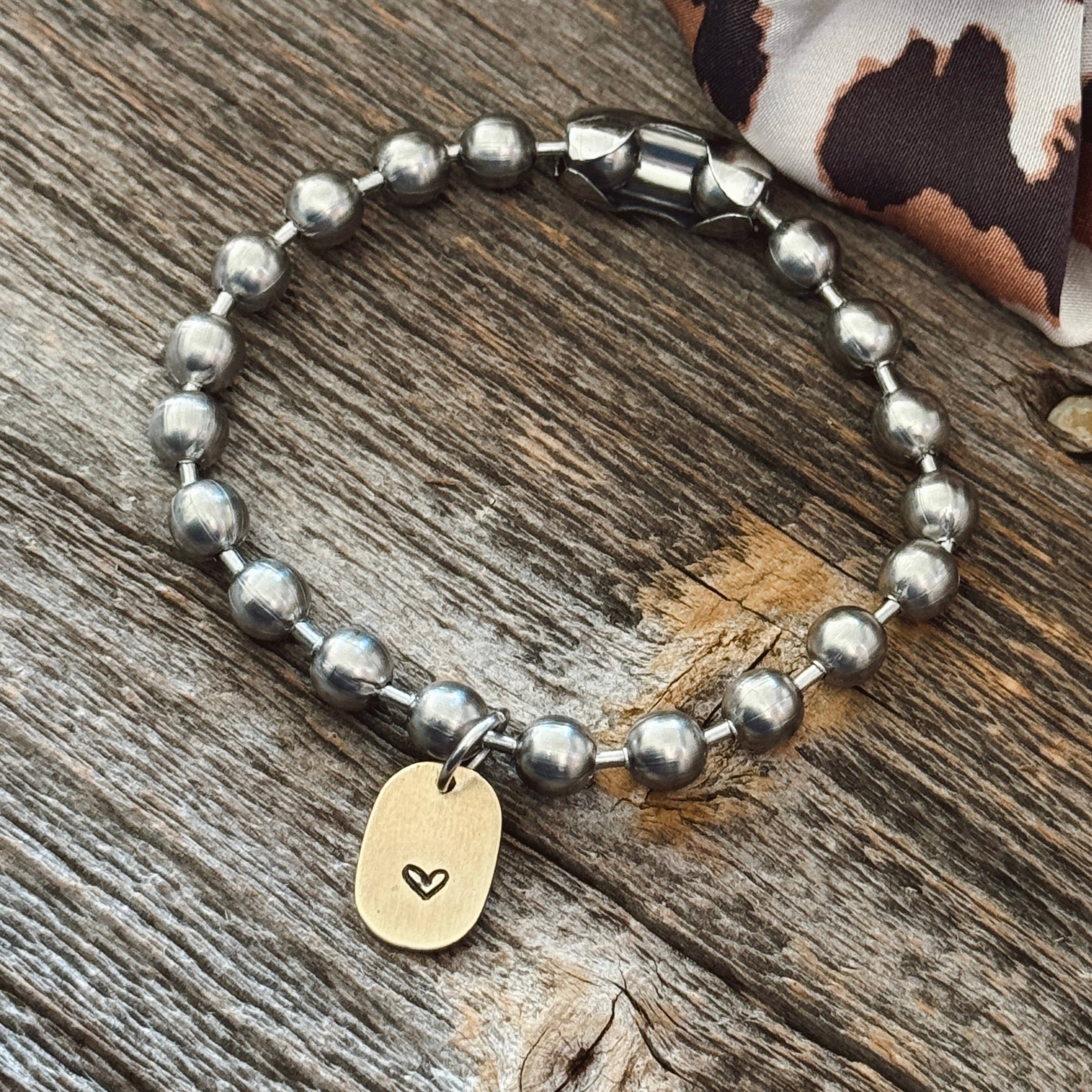 Brass Heart Tag Bracelet