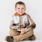 Hooded Brown & Gray Flannel Jacket- Child