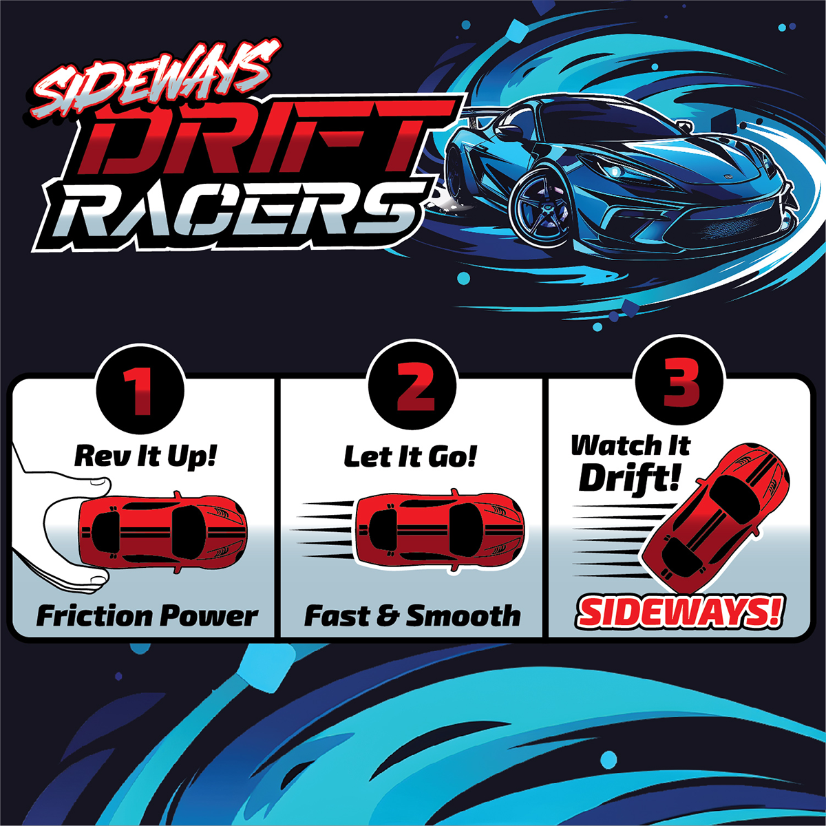 Sideways Drift Racers Friction Car Assortment