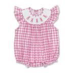 Pink Plaid Bunny Smocked Romper