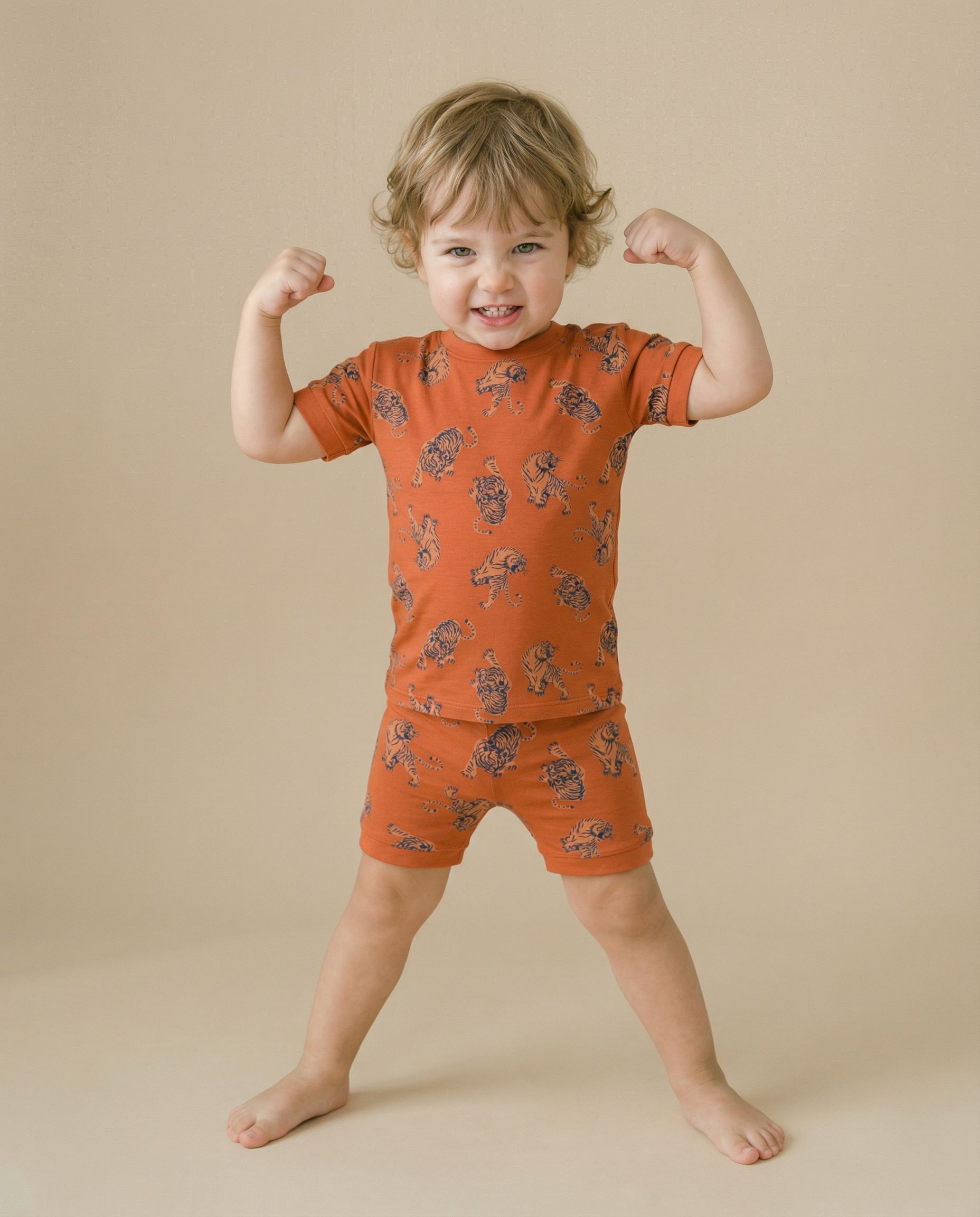 Wild Tiger Bamboo Boys Girls Infants Short Sleeve PJs