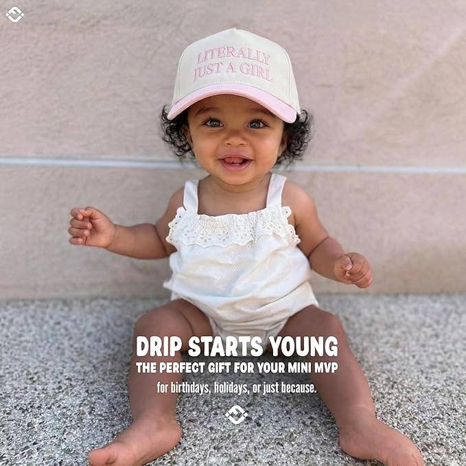 Kid/Baby 2-Tone Cap: Literally Just a Girl - Rose/Beige