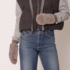 Solid Faux Fur Mittens  - Brown