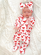 Red Bows / Organic Pointelle Newborn Set