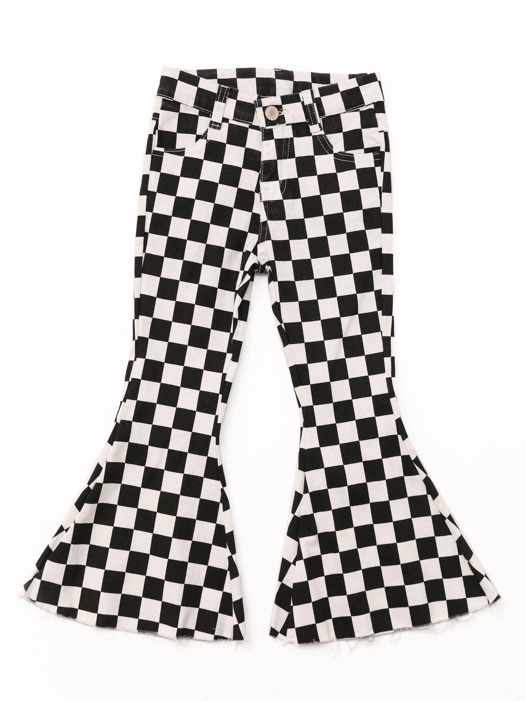 Baby Girls Black Checked Flare Jeans