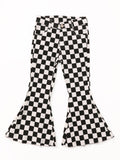 Baby Girls Black Checked Flare Jeans