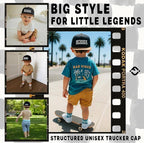 Flat Brim Trucker Hat - Bubba - Black/Faux Leather