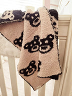 Soft Cuddly Fleecy Sleeping Blanket - Black & Tan Bear