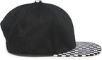 Flat Brim Trucker Hat - Checker Brim - Black