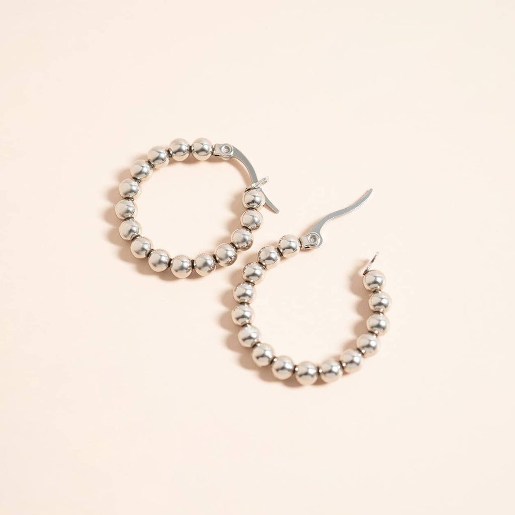 18K Gold PVD Stainless Steel Circle Ball Hoop Earrings