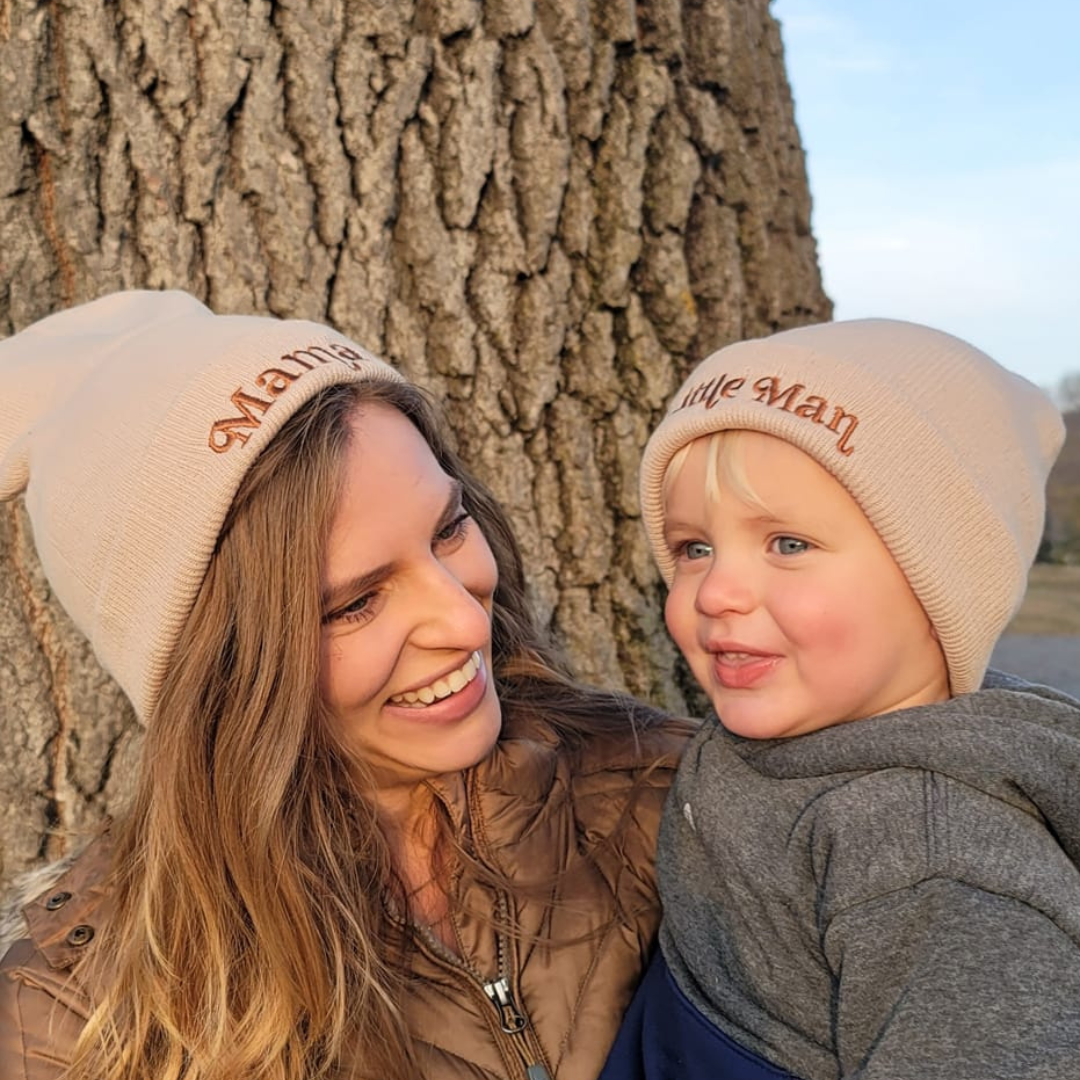 Matching Knit Hats- Little Man- Beige