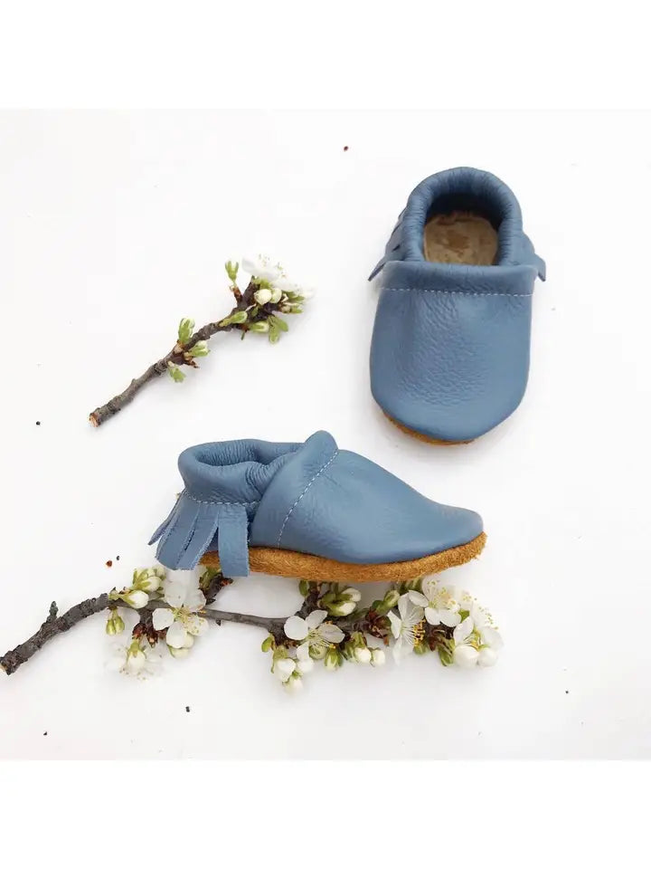 Big Sky Blue Moccasins Infant Baby Bootie & Toddler Boy Shoe