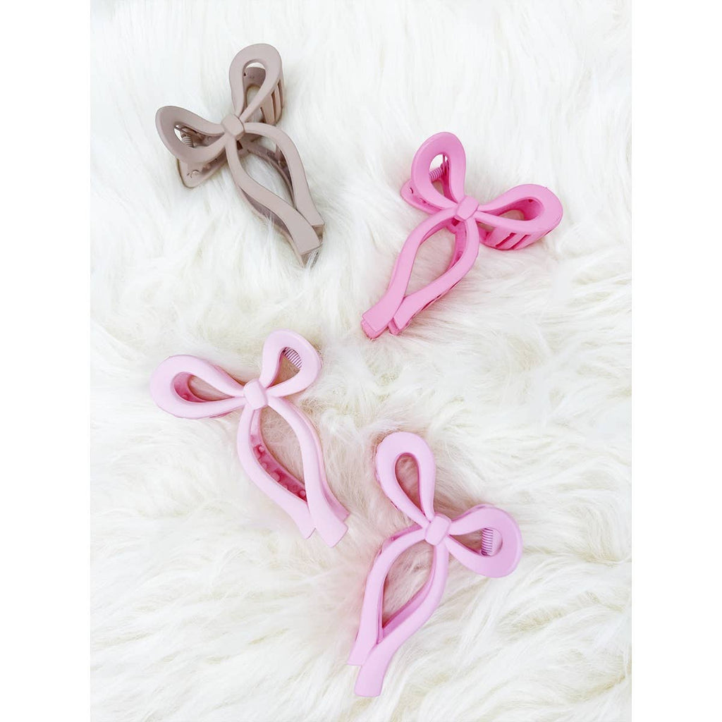 Assorted Pink and Taupe Shades of Bow Clip