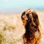 Cream Floral Bunnies  Easter Pinwheel Hair Bow