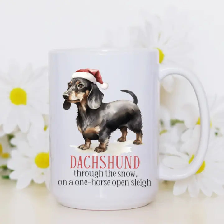 Dachshund Christmas Holiday Santa Hat Dog 15oz Coffee Mug
