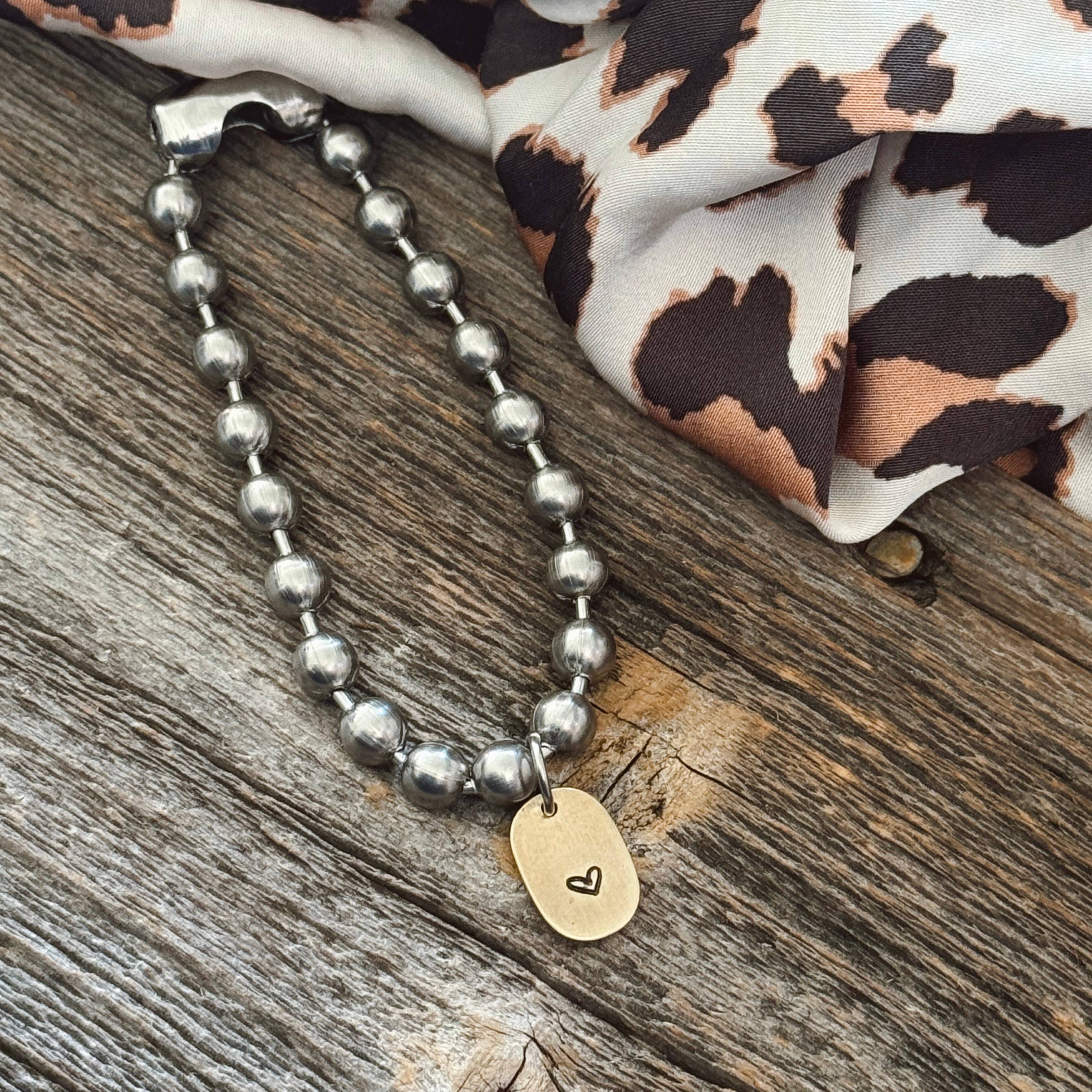 Brass Heart Tag Bracelet