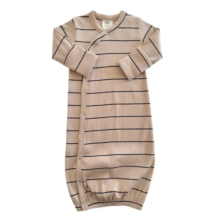 Tan/Black Stripe / Organic Ribbed Gown