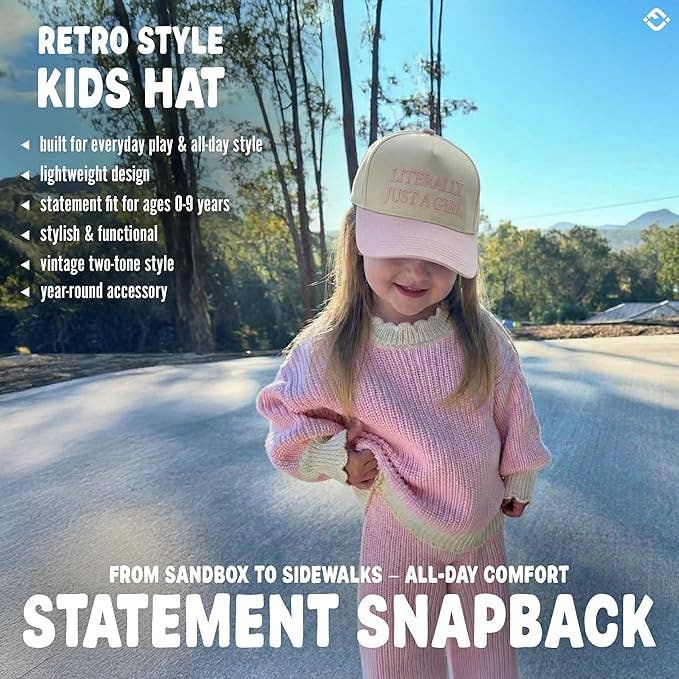 Kid/Baby 2-Tone Cap: Literally Just a Girl - Rose/Beige