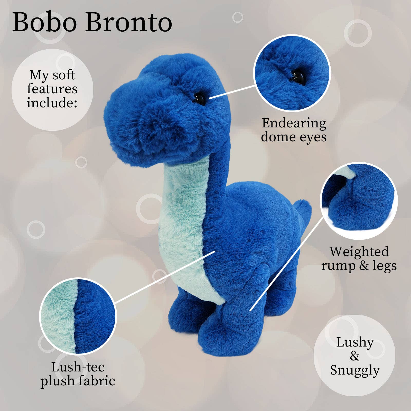 World's Softest Lushee 16 inch BoBo Bronto Blue Dino Plush