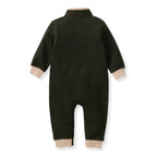 Organic Quarter Zip Baby Boy Jumpsuit - Shadow