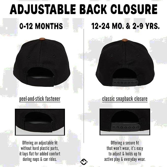 Flat Brim Trucker Hat - Bubba - Black/Faux Leather