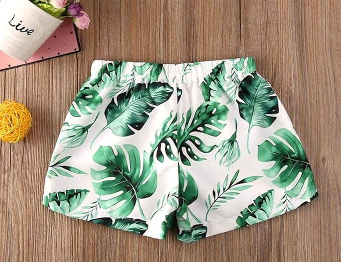 Green Tropical Palm Leaves Toddler Boy Swim Trunks