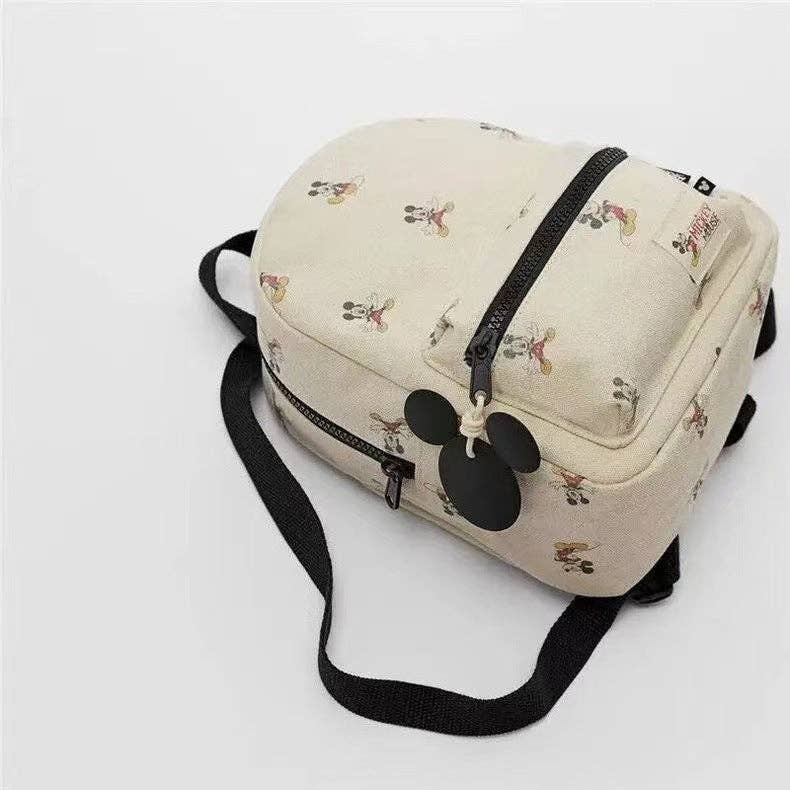 Mickey Mouse Cartoon Kids Backpack Fun Floral Design