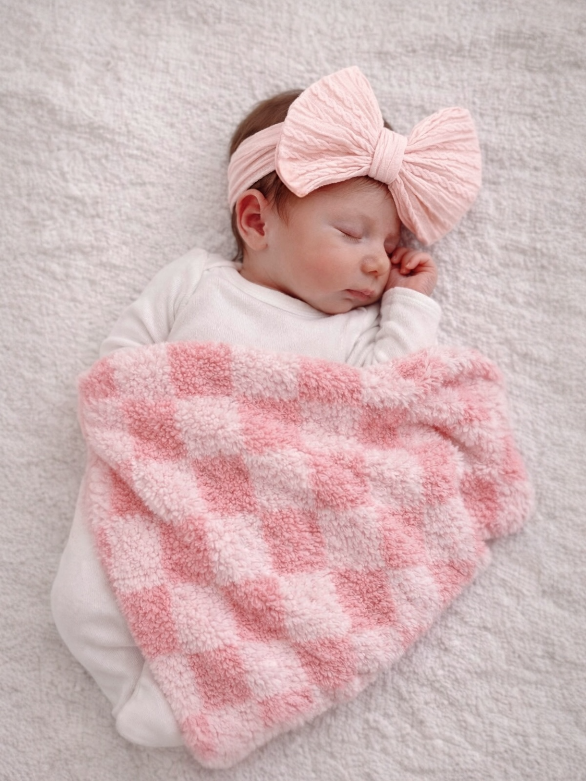 Phufy® Bliss Checkerboard Mini Blanket, Strawberry/Carnation